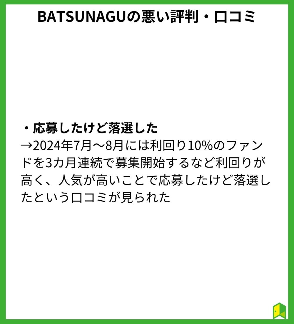 BATSUNAGUの悪い評判・口コミ