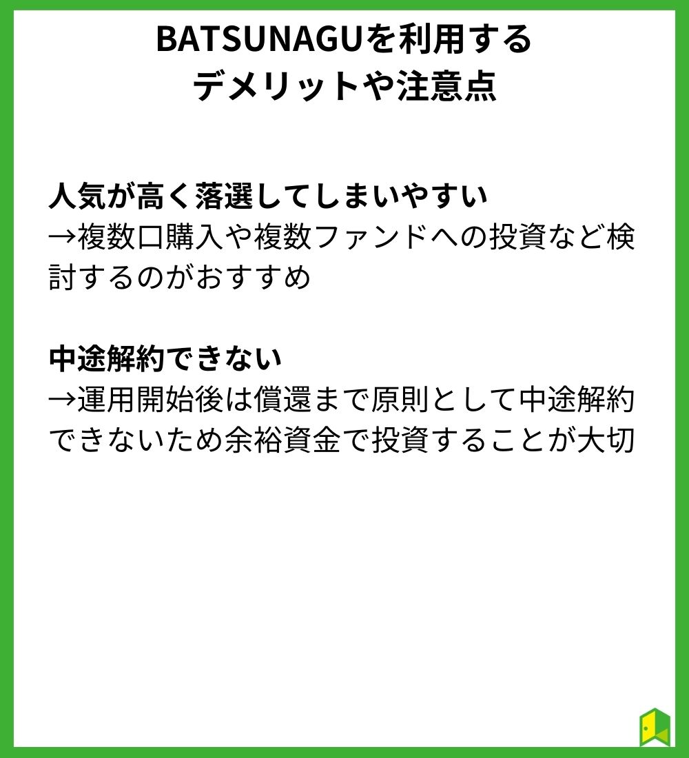 BATSUNAGUを利用するデメリットや注意点