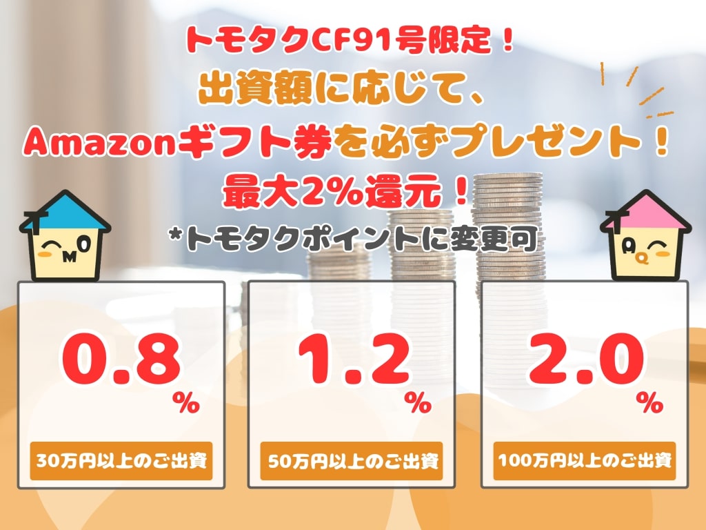 トモタク 出資額に応じてAmazonギフト券をプレゼント